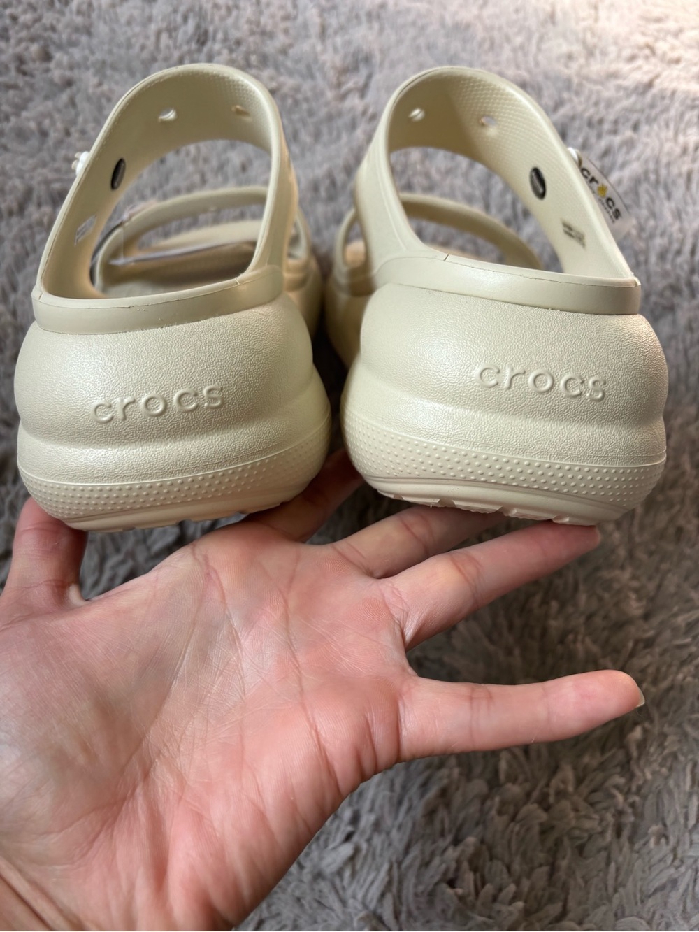 NWT CROCS Classic Cruch Platform Slide Sandals in Bone Men 10 women 12 - Picture 7 of 8